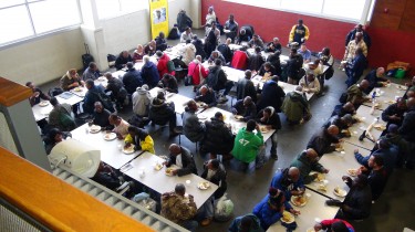 The Atlanta Mission Feeds the First Group of Homeless Men, just before the next group come for intake. 3/4/14 (c) 2014 by D. Garvin